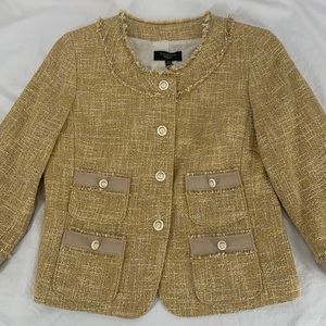 Talbots•The Grace Fit Yellow/Black/White Bouclé Fitted Jacket  Sz8P